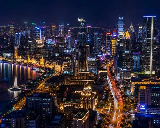 City skyline at night